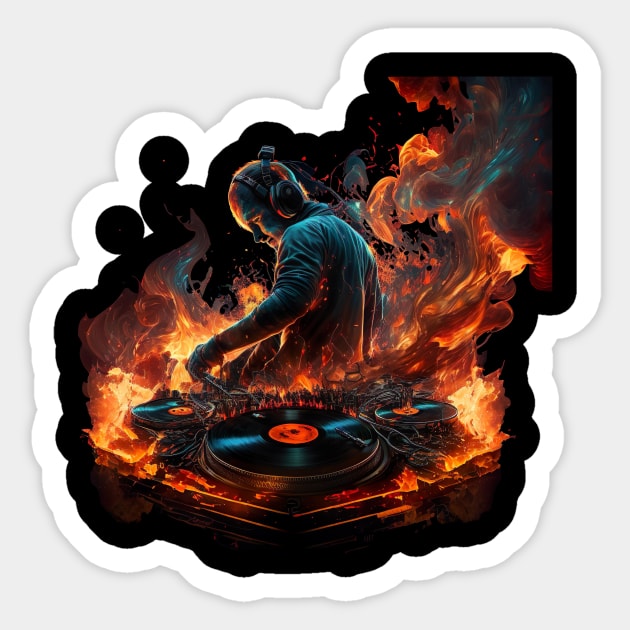 DJ on Fire Sticker by TeesandThingsbyMystrogal